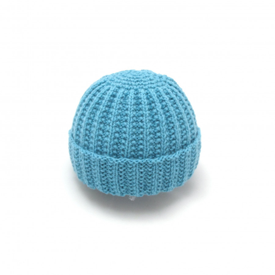 Bonnet rond bébé laine turquoise Bonnet rond bébé laine turquoise