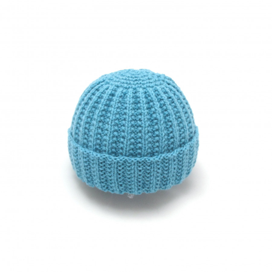 Bonnet rond bébé laine turquoise