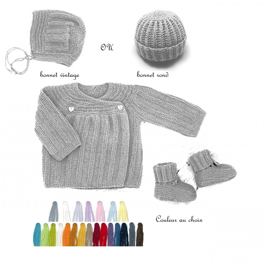 Ensemble bébé vintage couleur au choix Ensemble bébé vintage couleur au choix