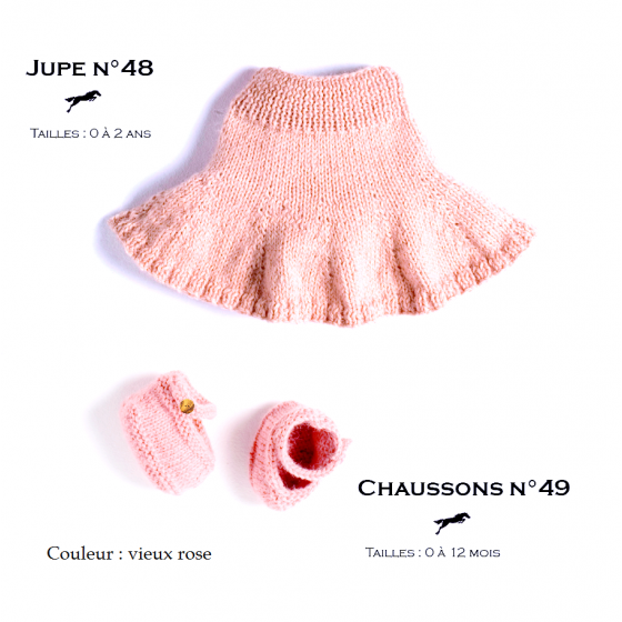 jupe 48 et chaussons 49 vieux rose