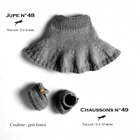 jupe 48 et chaussons 49 gris foncé