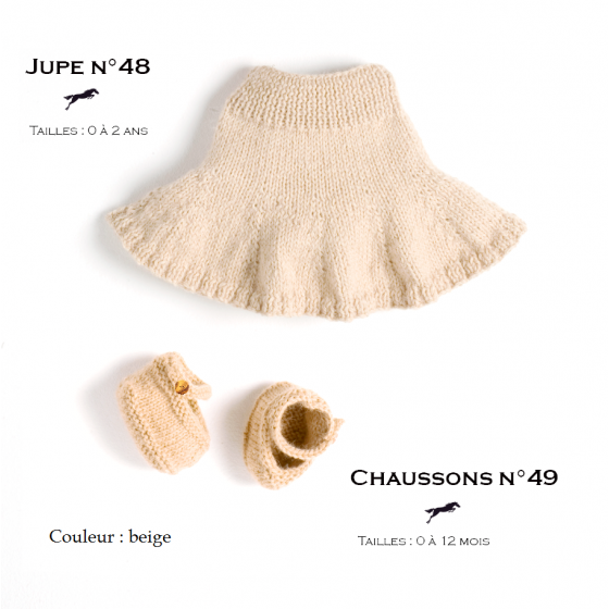 jupe 48 et chaussons 49 beige