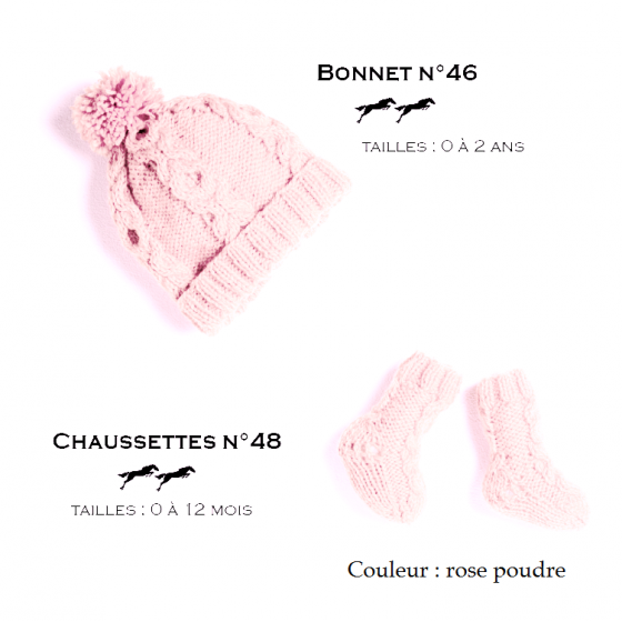 Bonnet et chaussettes rose poudre