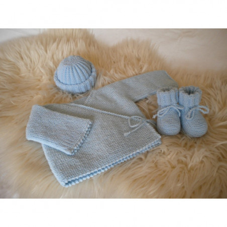 Ensemble Brassière bébé laine bleu clair