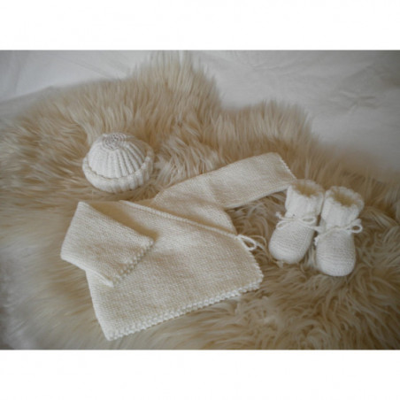 Ensemble Brassière bébé laine blanc