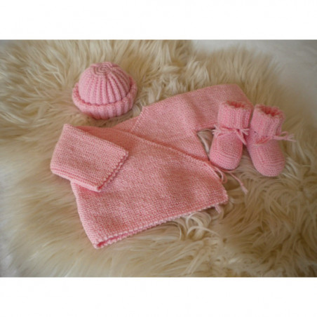 Ensemble Brassière bébé laine rose