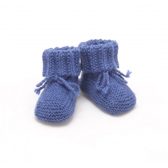 Chaussons bébé indigo laine mérinos