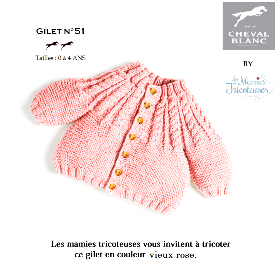 variante Gilet 51 vieux rose