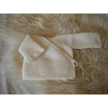 Brassière cache-coeur bébé laine blanc