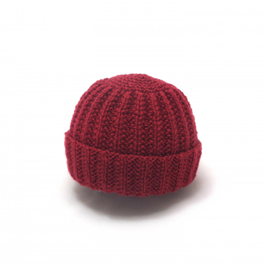 Bonnet rond bébé laine rouge basque