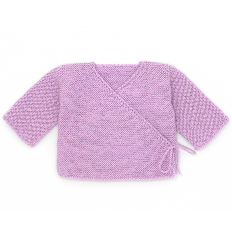 Brassière cache-coeur bébé laine parme