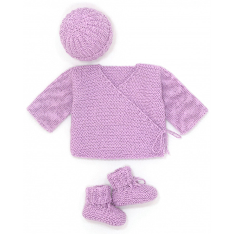 Ensemble Brassiere Uni Parme Tricote Main En 100 Laine Merinos