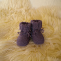 Chaussons bébé violets laine mérinos