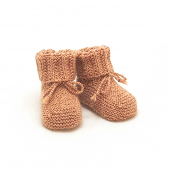 Chaussons bébé camel laine naturelle