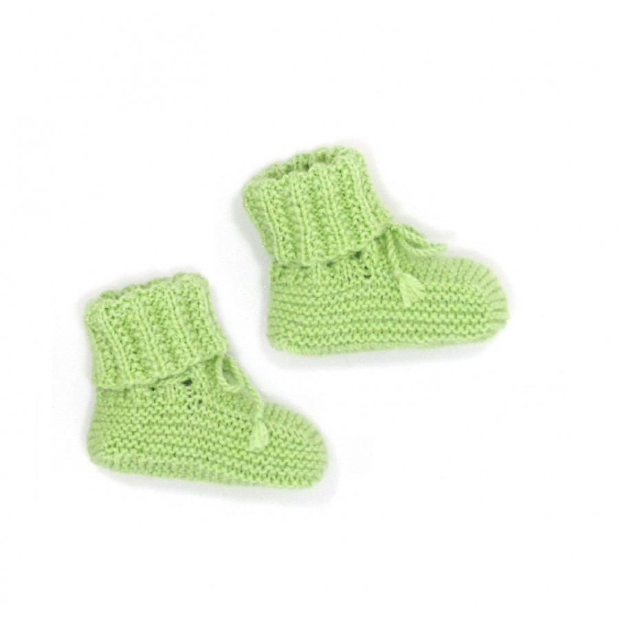 Chaussons bébé anis laine mérinos