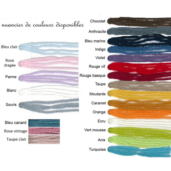 nuancier des couleurs disponibles