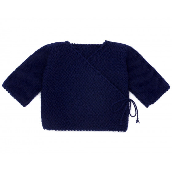 brassière de naissance bleu ciel tricotée main en 100% laine mérinos