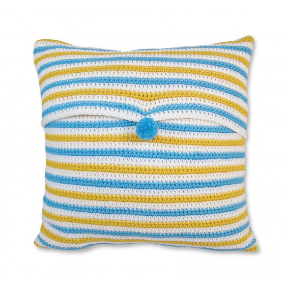 coussin safran turquoise face hibou