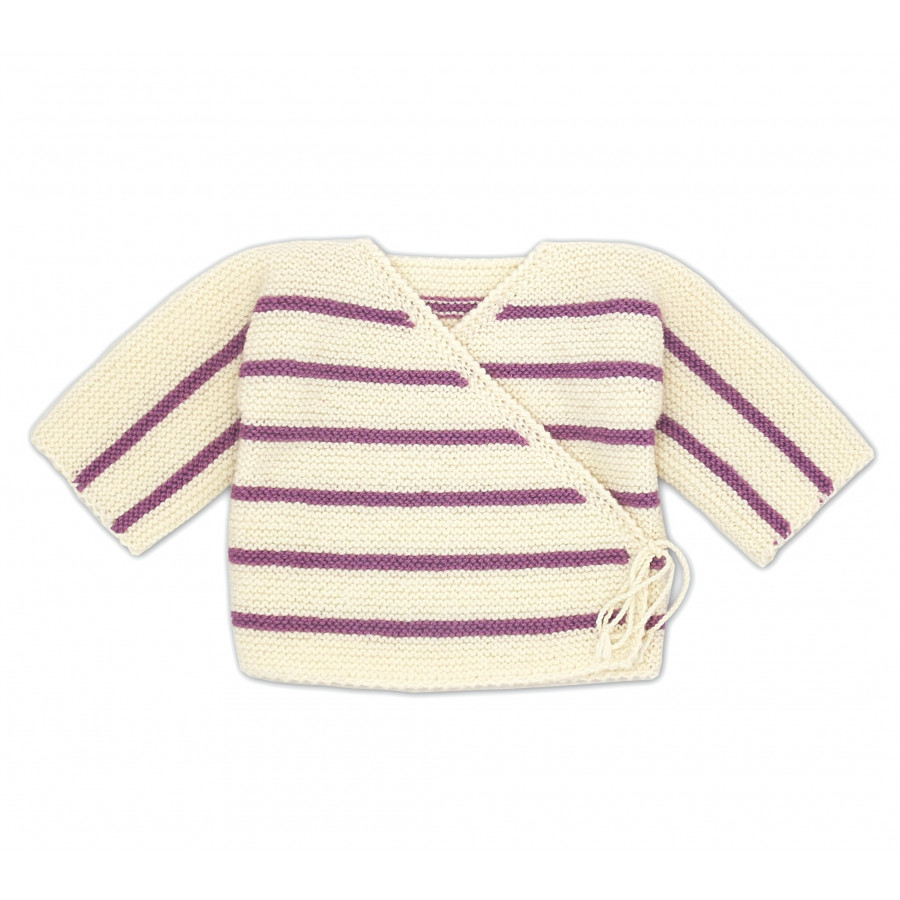 Brassière matelot écru rayée prune Brassière matelot écru rayée prune