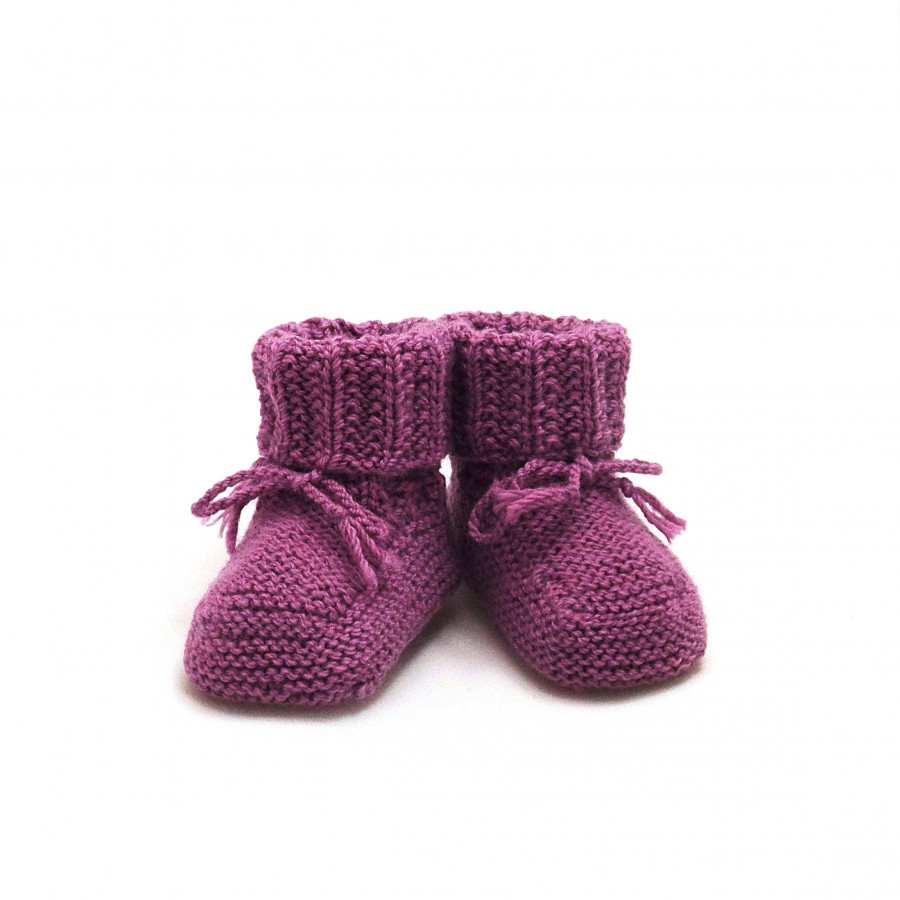 chaussons bébé fille tricotés main en 100% laine mérinos