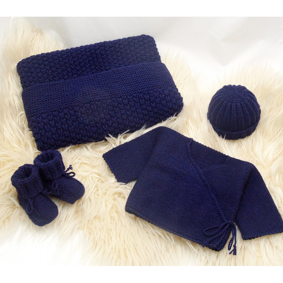 Trousseau de naissance laine Marine Trousseau de naissance laine Marine