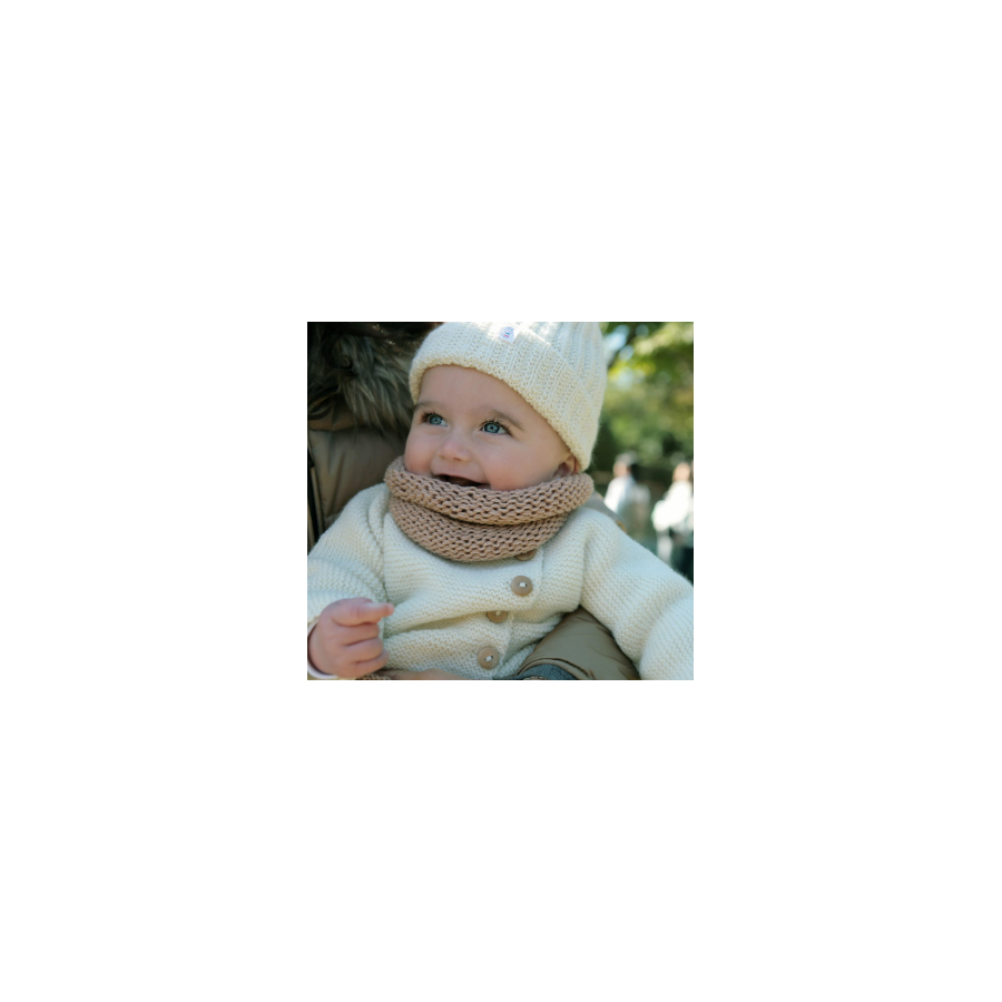 Snood - tour de cou enfant caramel en laine mélangée taille 2/4 ans -  tricot : accessoires-enfant par lydie-creativ