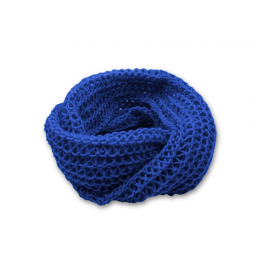 snood, tour de cou bleu dur enfant tricoté main en 100% laine mérinos