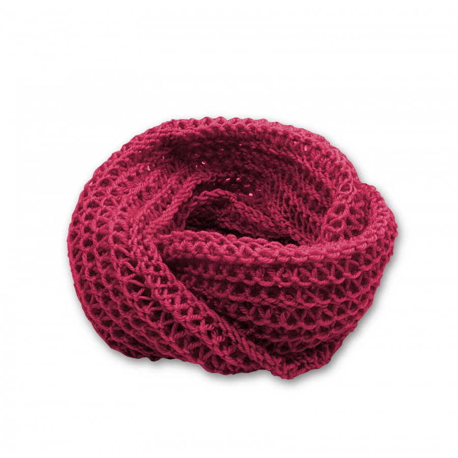 snood, tour de cou bois de rose enfant tricoté main en laine mérinos