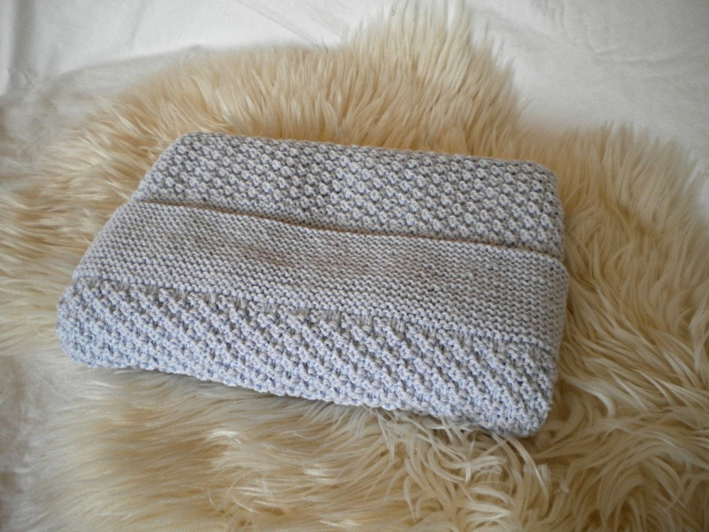 Couverture Epaisse Gris Bebe Tricotee Main 100 Laine Merinos Naturel