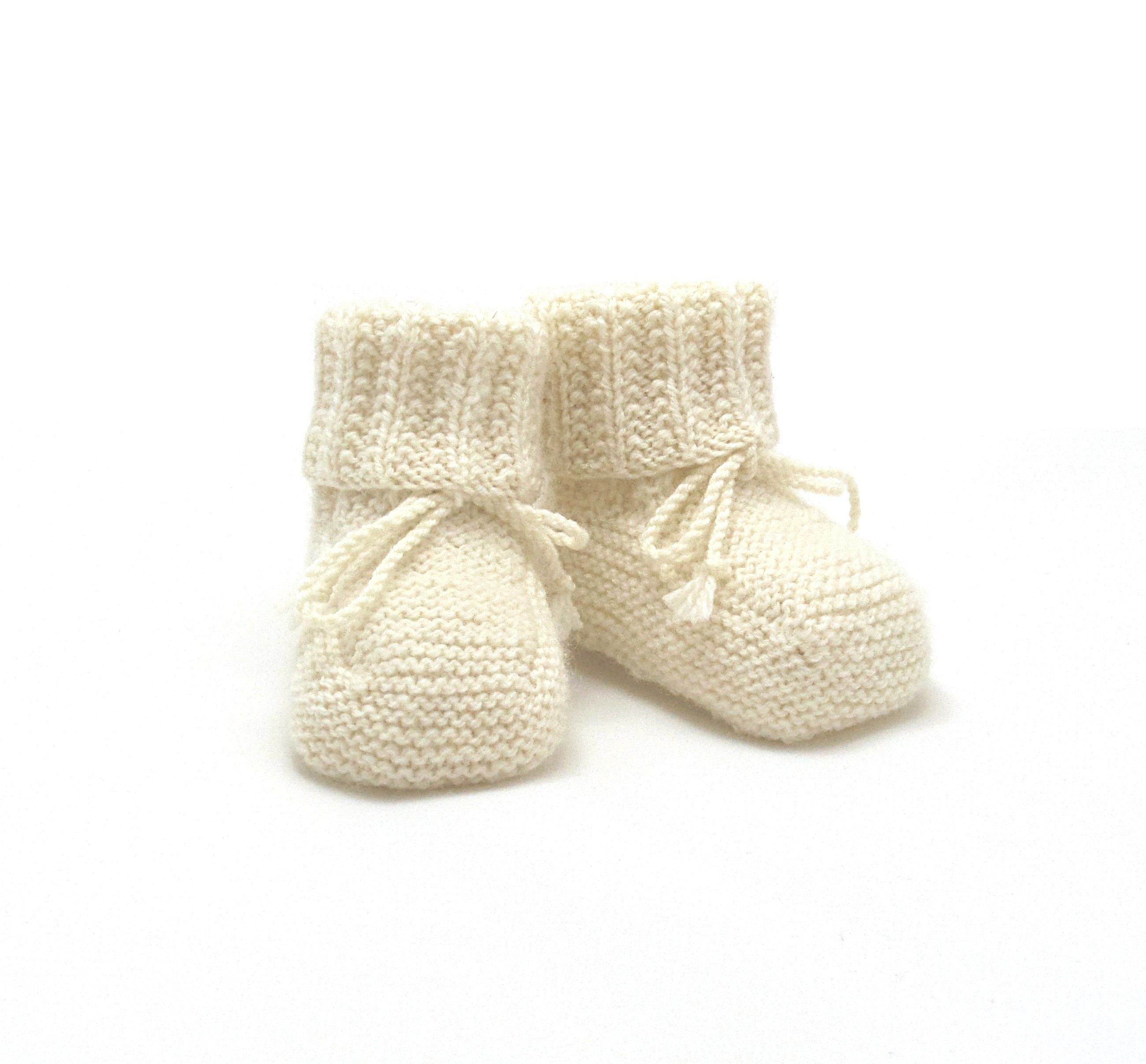 Chaussons Bebe Ecru Tricotes Main En 100 Laine Merinos Naturelle Chaussons Bebe Ecru Tricotes Main En 100 Laine Merinos Naturelle