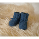 Chaussons bébé bleu indigo laine naturelle