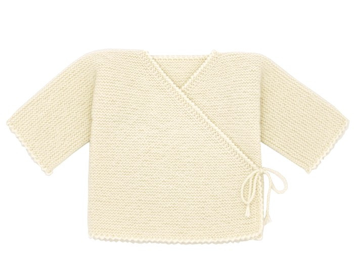 Brassiere Naissance Ecrue Tricotee Main En 100 Laine Merinos Naturel