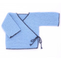 Brassière bébé laine bleu ciel / anthracite