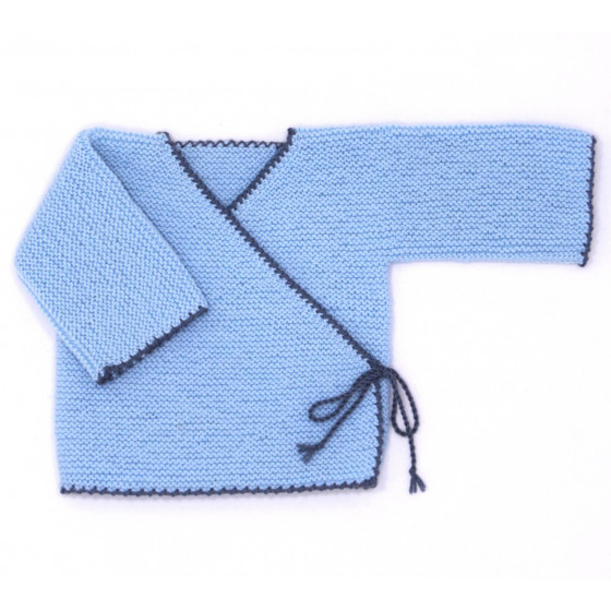 Brassière bébé laine bleu ciel / anthracite