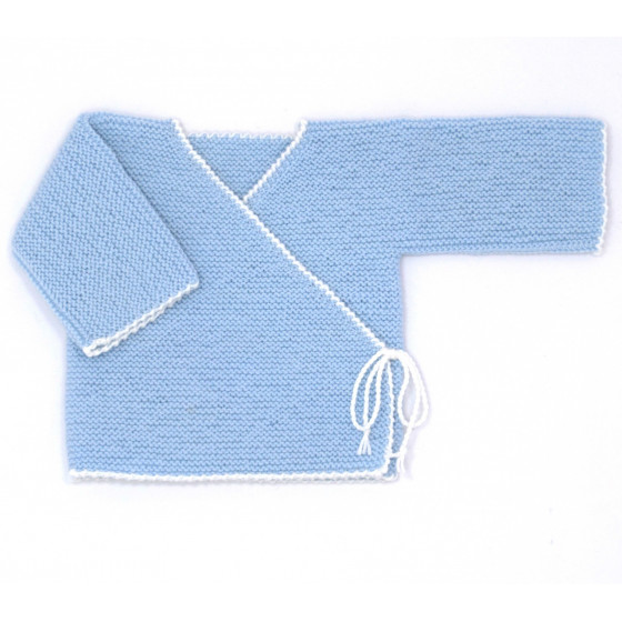 Brassière bébé laine bleu clair bi-color