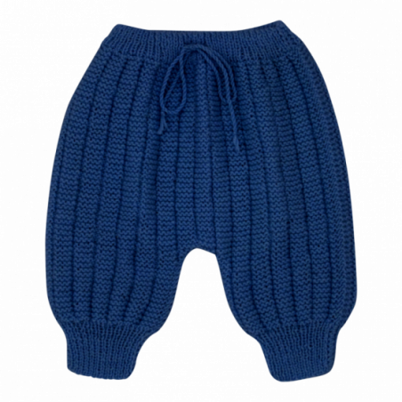 Pantalon Sarouel bébé laine bleu indigo