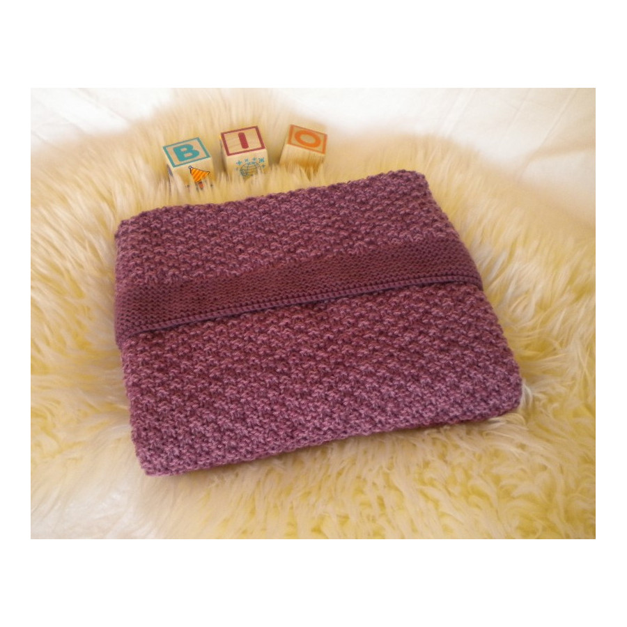 Couverture bébé laine naturelle chinée prune Couverture bébé laine naturelle chinée prune