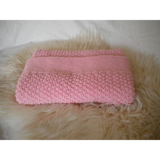 Couverture bébé laine rose