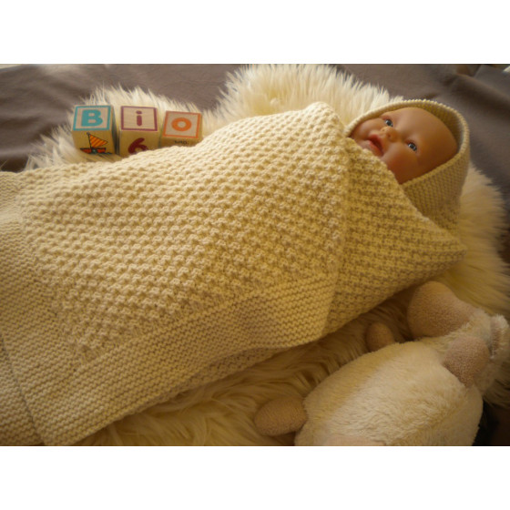 Couverture bébé laine ivoire