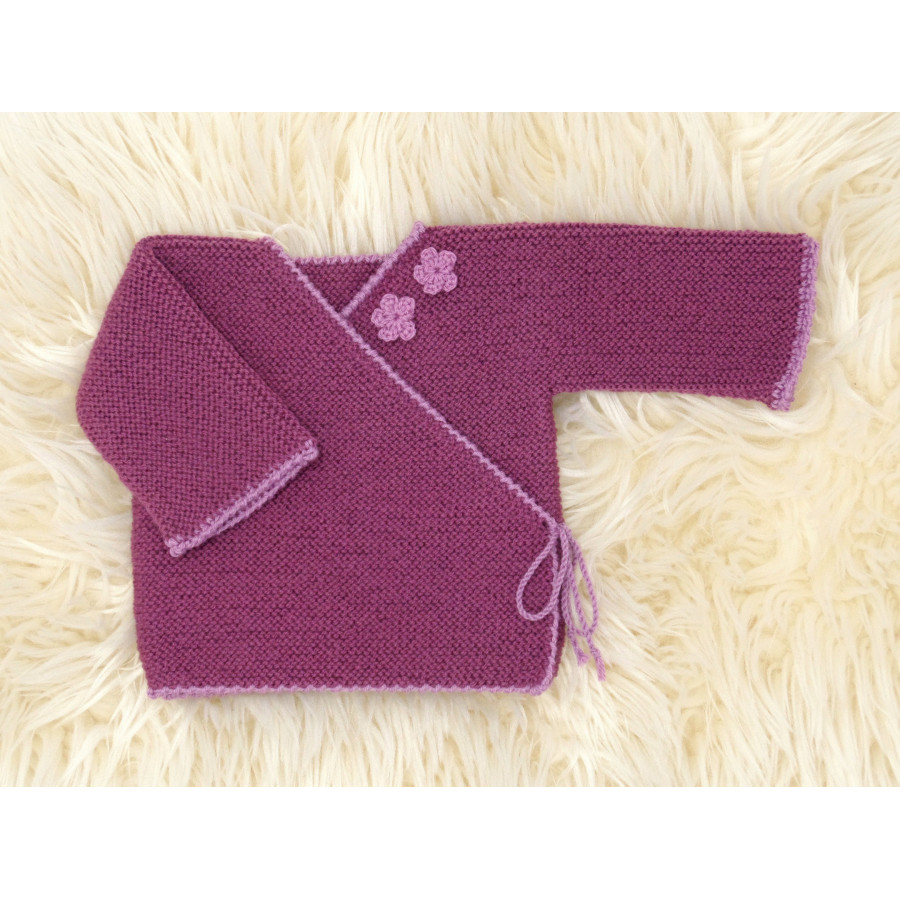 Brassière prune brodée 2 fleurettes violine Brassière prune brodée 2 fleurettes violine