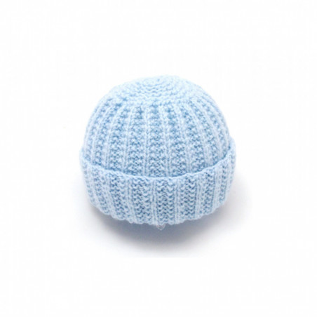 Bonnet rond bébé laine bleu ciel