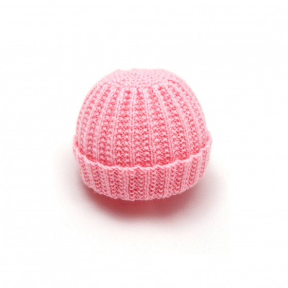 Bonnet rond bébé laine rose