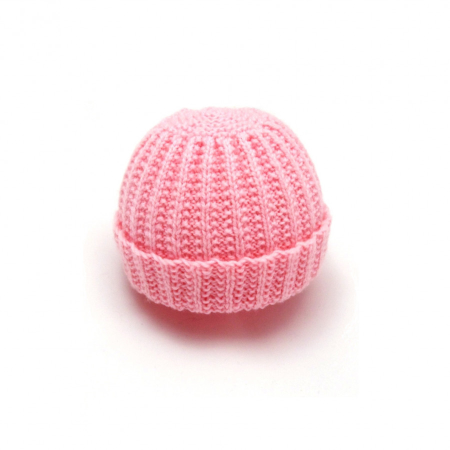 Bonnet rond bébé laine rose