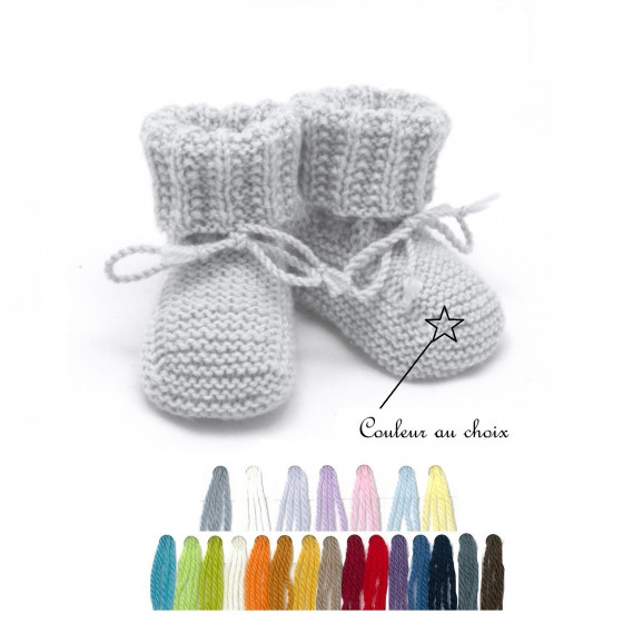 Chaussons bébé laine couleur au choix