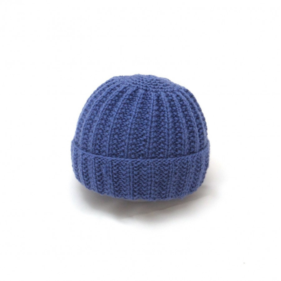 Bonnet rond bébé laine indigo Bonnet rond bébé laine indigo