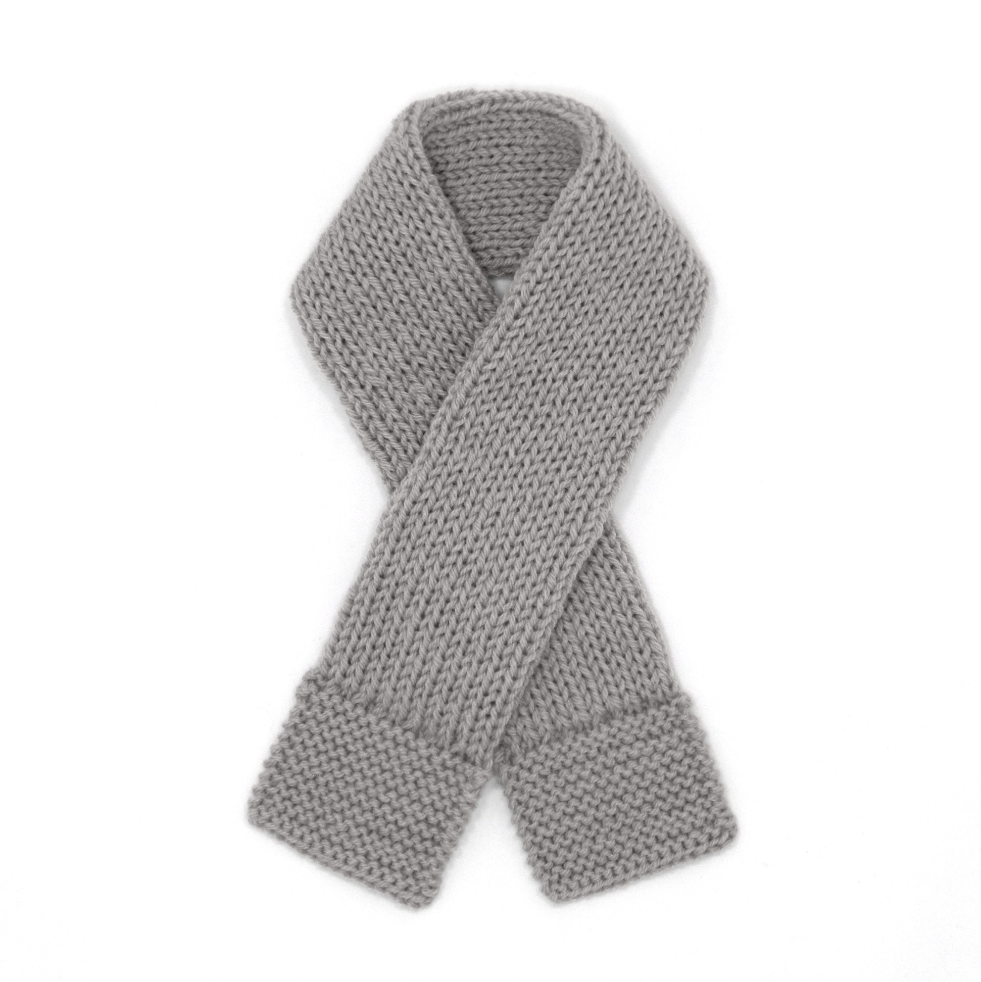 Echarpe Double Bebe Gris Tricote Main En 100 Laine Merinos Naturel
