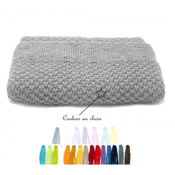 Couverture bébé laine couleur au choix